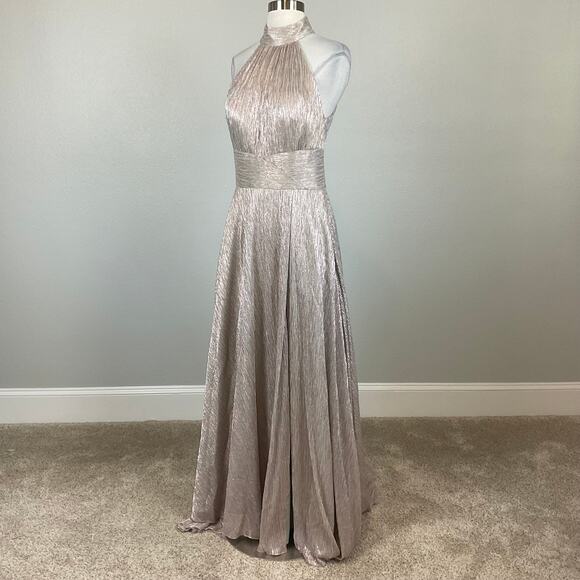 AQUA Women's Formal Dress Size 4 Pink Metallic Backless Long Evening Gown - Picture 5 of 13